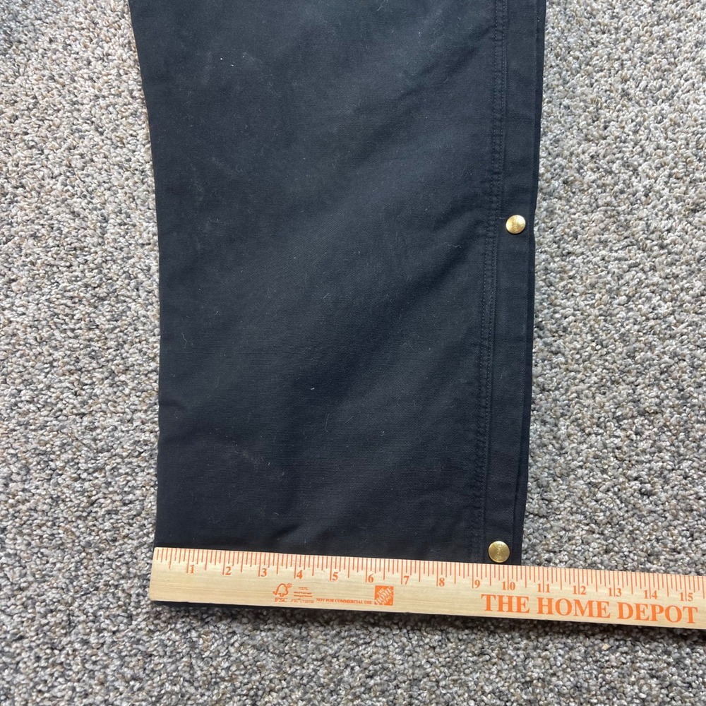 Carhartt Mens XL‎ 52 Duck Canvas Quilt Lined Coveralls Black Work Bibs Corduroy - Picture 12 of 15
